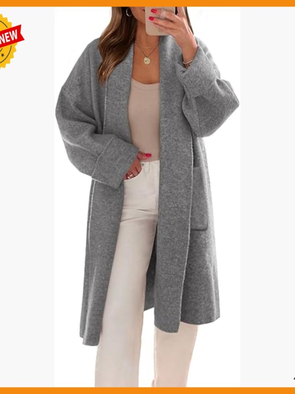 Oversized Chunky Knit Cardigan with Pockets Long Open Front Sweater